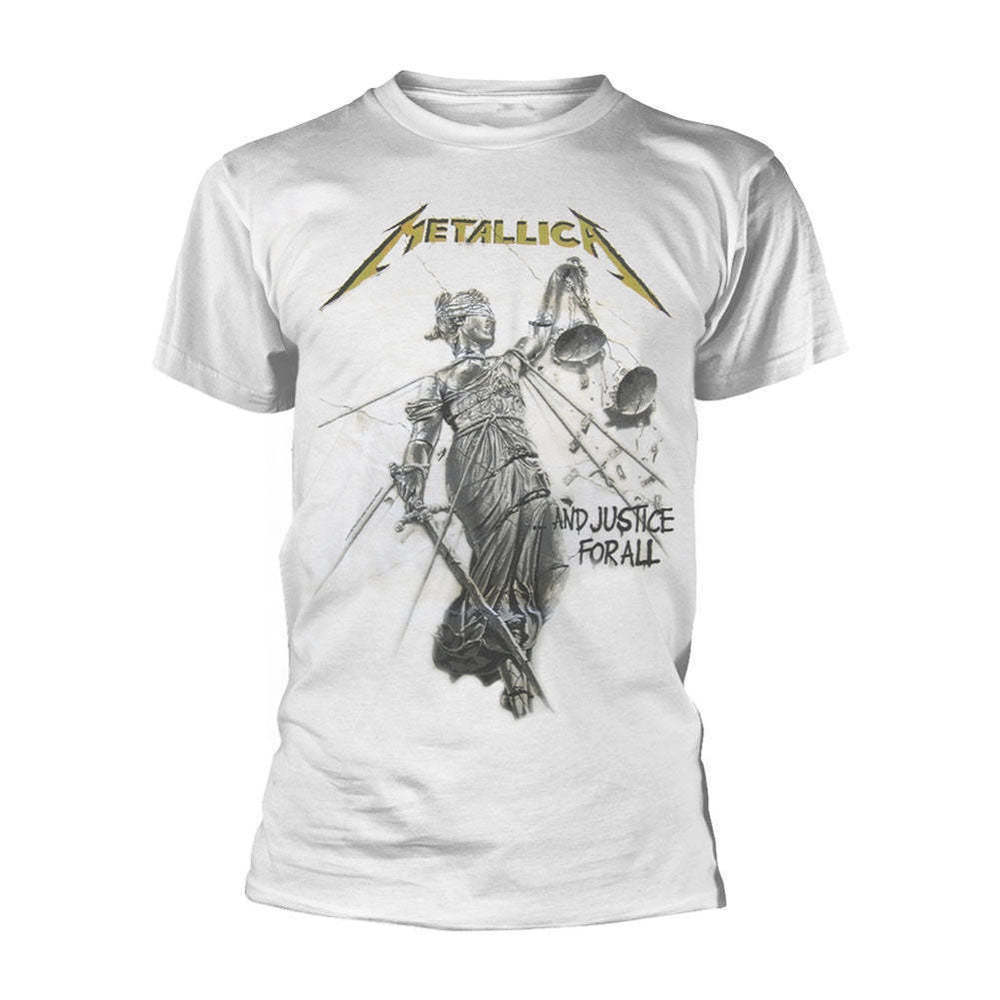 And Justice For All White Retro Metallica Fan Graphic Unisex T-Shirt